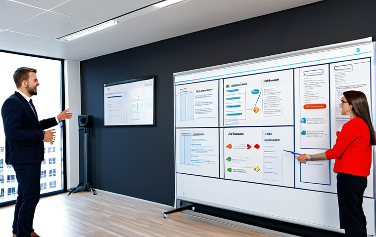 OKR 실행을 위한 비즈니스 모델 설계 - Business Model Canvas & OKR**

A well-lit, modern office setting. A business team is collaborating a...