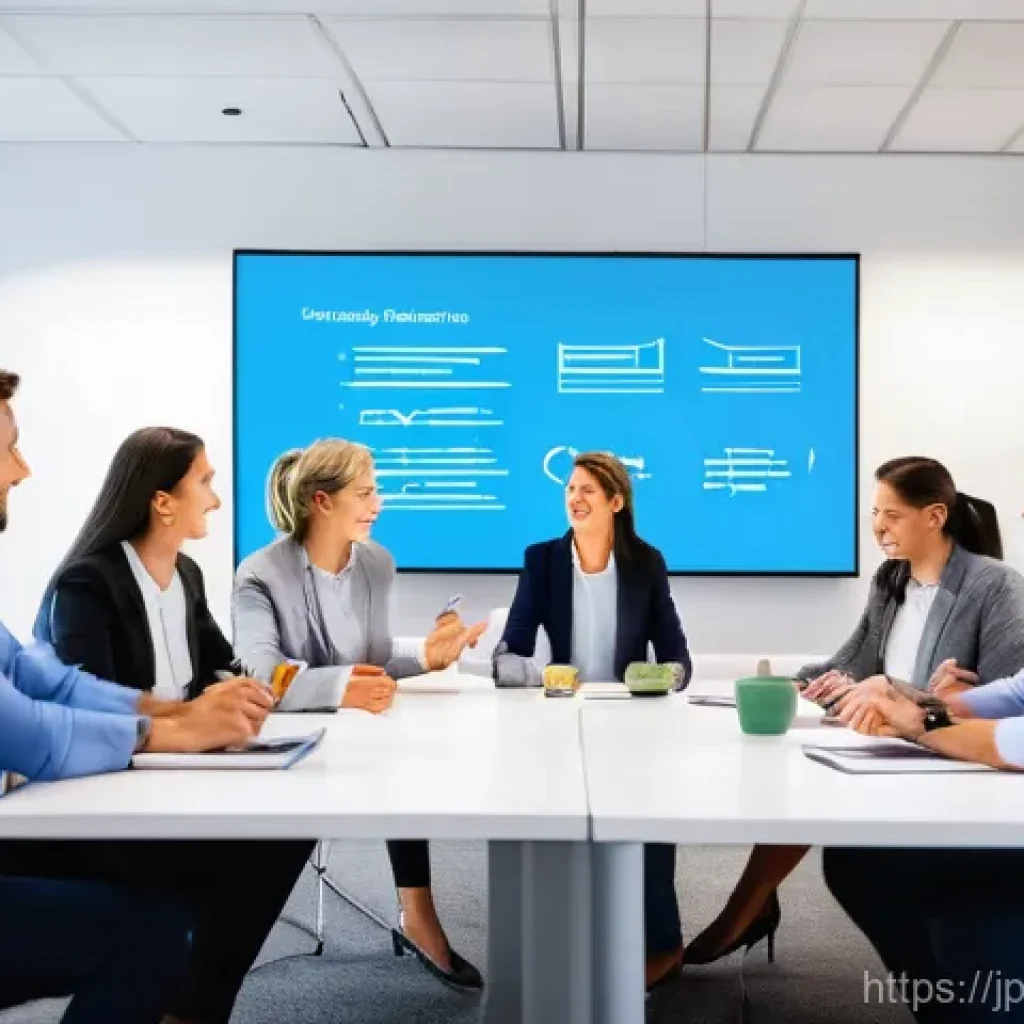 OKR과 성과 기반 보상 시스템 - **Prompt 1: Unifying Vision: Team Collaboration on Clear Objectives and Key Results**
"A vibrant...