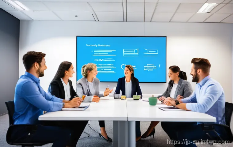 OKR과 성과 기반 보상 시스템 - **Prompt 1: Unifying Vision: Team Collaboration on Clear Objectives and Key Results**
    "A vibrant...