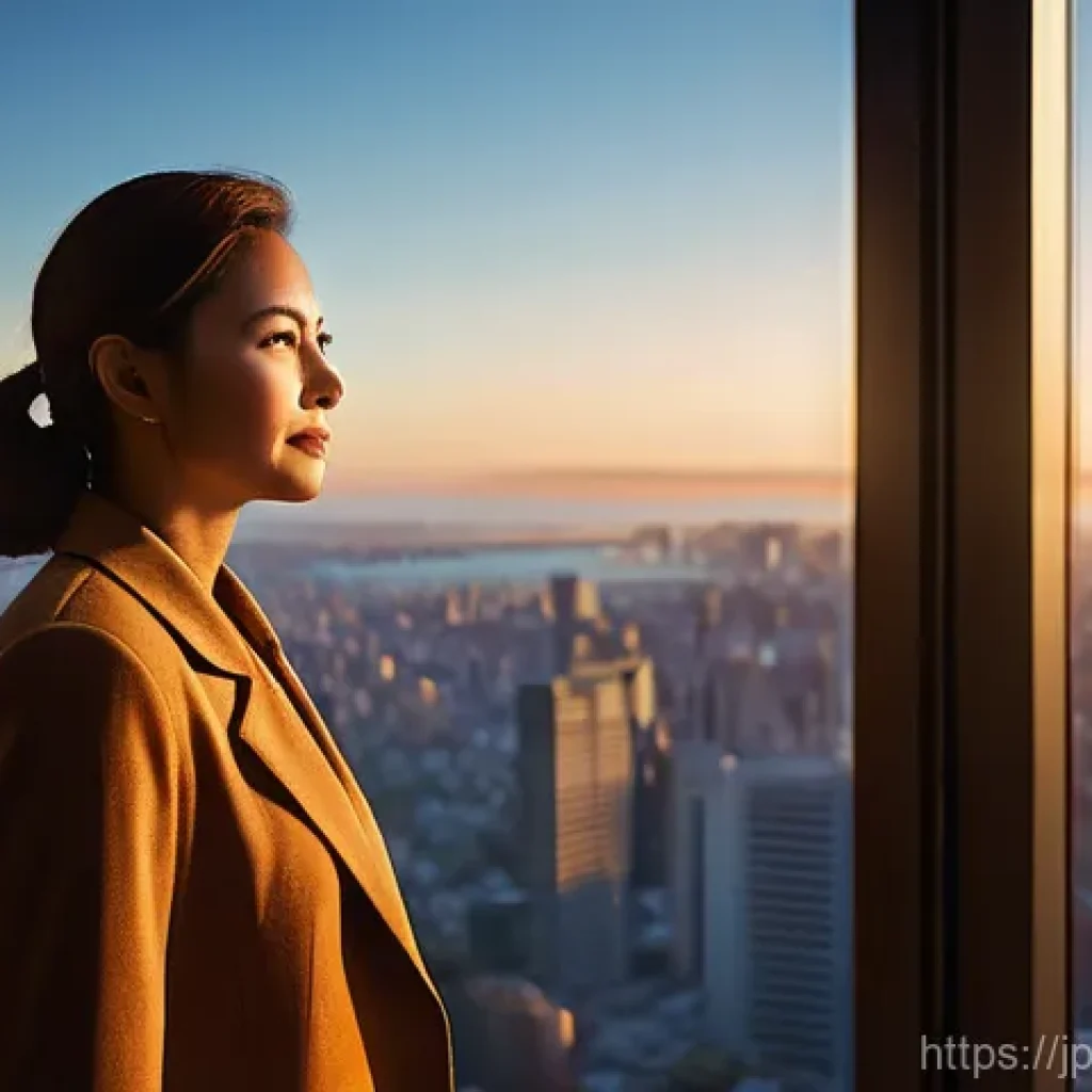 OKR을 통한 개인의 경력 개발 전략 - **Prompt:** A dynamic and inspiring scene featuring a confident female professional in her early 30s...