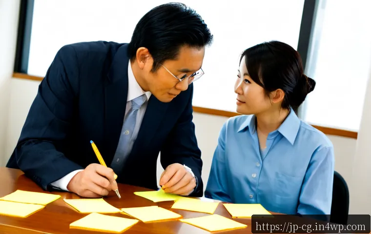 OKR 목표 수립을 위한 사례 연구 - Photorealistic Japanese business team in a bright modern Tokyo office, three colleagues collaborativ...